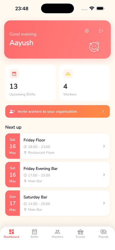 Admin dashboard